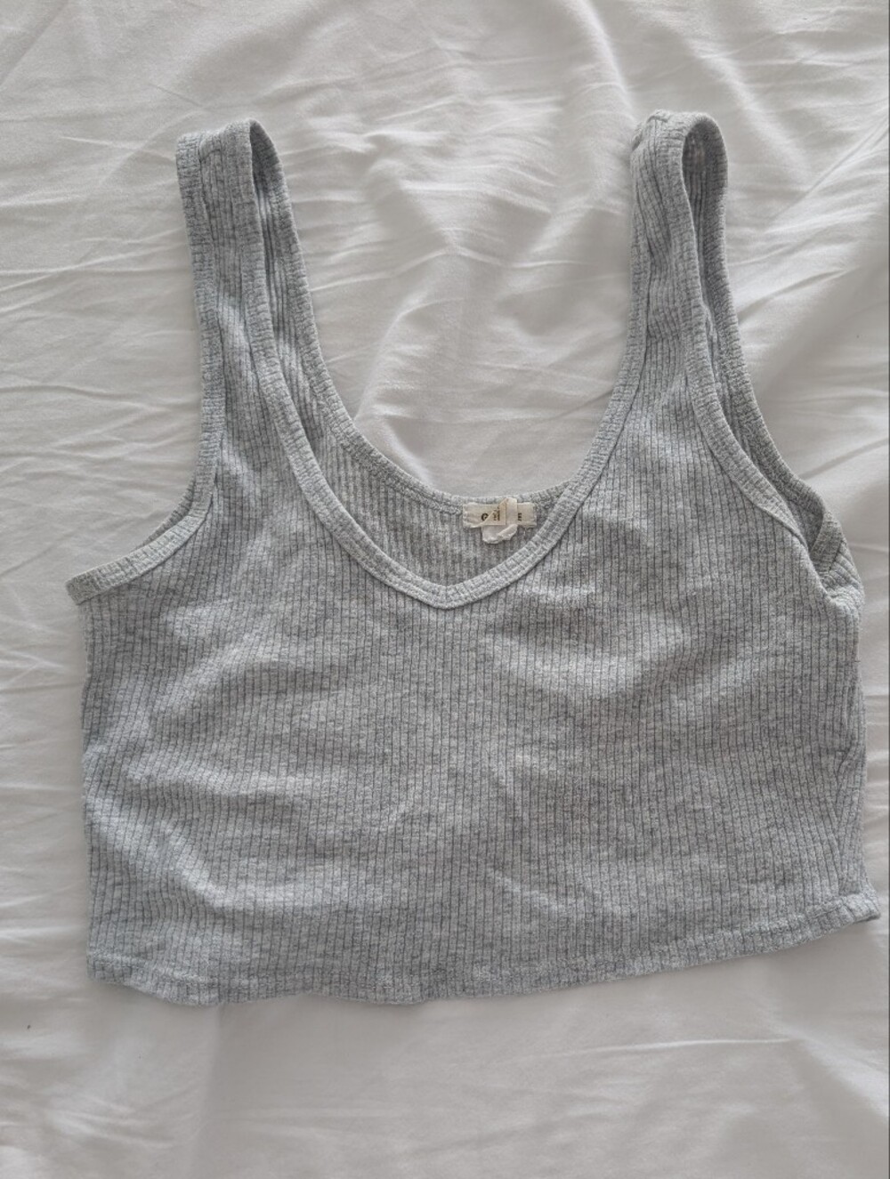 Garage Light Gray Ribbed Crop Tank